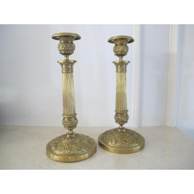 Pair Of Candelabra Gilt Bronze.