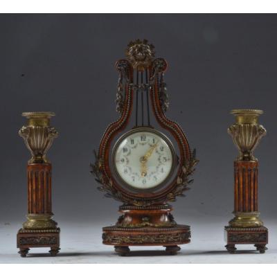 Clockset Bronze And Burlwood