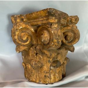 Corinthian Capital In Golden Wood