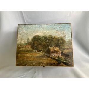 Painted Wooden Box Late 19th Early 20th Century