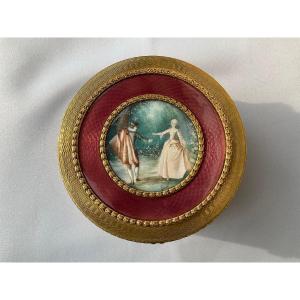 Guilloché Gilt Bronze Jewelry Box Early 20th Century 