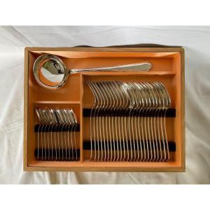 Cutlery Set In Silver Metal 93 Pieces Goldsmith Noël Collet Paris 