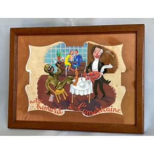 Ww2 Gouache Period Genre Scene 