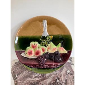 Orchies Very Large Barbotine Dish 19th Century