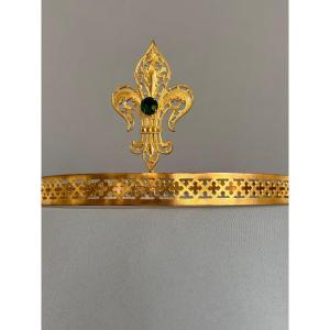 Crown Tiara In Gilded Brass, Late 19th Century