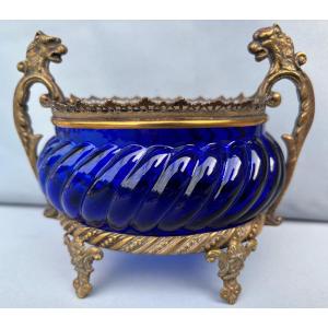 19th Century Cobalt Blue Glass Empty Pocket