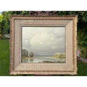 Pierre De Clausade 1910/1976. Oil On Canvas < The Banks Of The Loire >