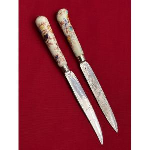 Chantilly Knives With Kakiemon Decoration, 18th Century 