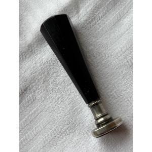 Silver Seal, Agate, Ebony Handle, 19th Century 