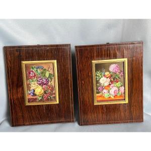 Pair Of Miniatures On Alabaster, Mid-19th Century 