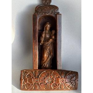 17th Century Carved Wooden Travel Altar 
