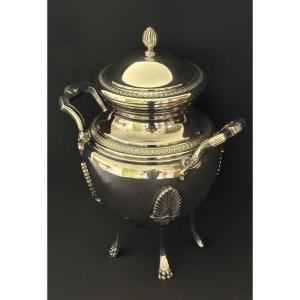 Empire Style Silver-plated Metal Sugar Bowl, 20th Century 