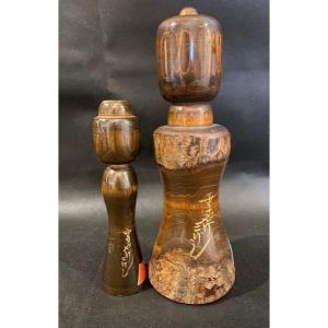 Lacquered Kokeshis Or Japanese Dolls