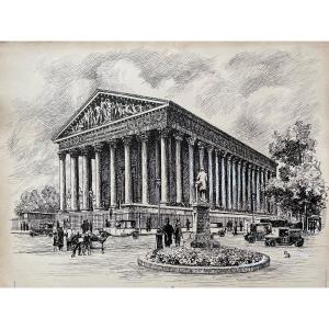 Dessin à l’encre « La Madeleine » Paris