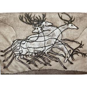 Engraving By The Artist Lars Bô, Signed In Pencil "les Cerfs"