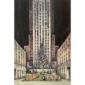1950s Architectural Drawing, “rockefeller Center” New York