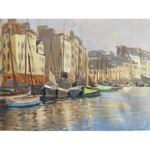 Original Gouache Signed René Péan « marine »