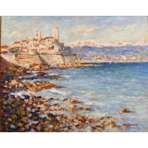 Cap d'Antibes, Oil On Wood Panel Signed By Painter “schems”