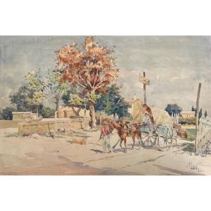 Avignon, Watercolor On Cardboard Signed René Levert (1872-1938)