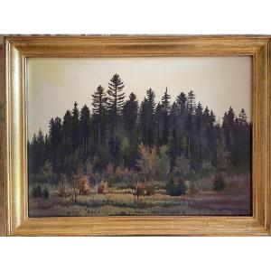 “the Black Forest” Gouache On Cardboard Sold With Its Frame.