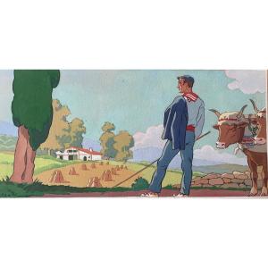 Basque Paint “mother Etchea” Gouache By Bonnefoy