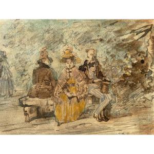 Henry Monnier Original, Watercolor And Wash 19th Century