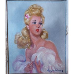 Tableau Huile sur toile Eugène Leliepvre Portrait De Jeune Femme Blonde