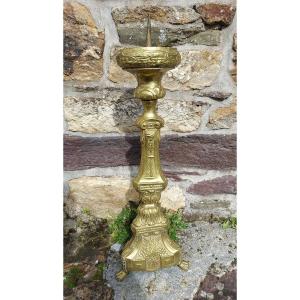 Large Pique Candle In Repoussé Copper XVIII E