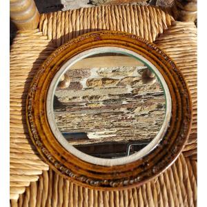 Round Ceramic Mirror, Pyrite Sandstone