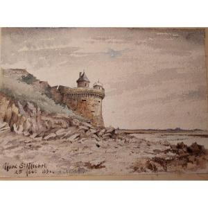 Watercolor View Of Mont Saint Michel Dated And Signed August 25, 1891 To Identify