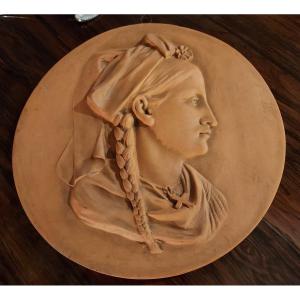 Terracotta Medallion Portrait Of Alsatian