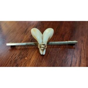 Hunting Brooch Attributed To Hermes Gold And Stag Tooth 