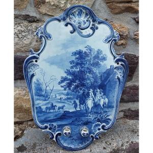 Large Delft Porcelain Plate After Wouwerman 1882