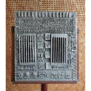 Emilio Scanavino Bas-relief Cast Aluminum Signed And Dated 1965