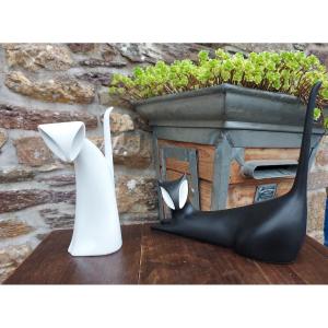 Royal Dux Porcelain Cat Duo