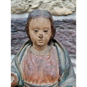 18th Century Polychrome Wooden Statuette