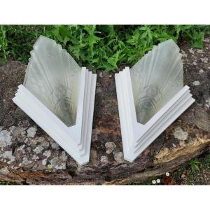 Pair Of Art Deco Glass Wall Lights 