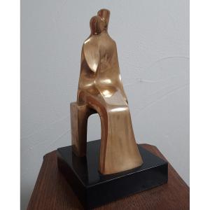 Couple Embracing In Bronze By Michel Beck (1928-2017)