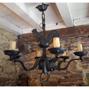 Wrought Iron Rooster Chandelier Les Atelier De Marolles