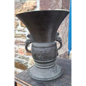 Large 19th Century Japanese Bronze Vase
