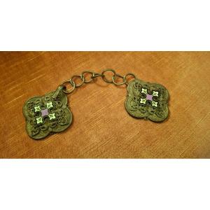 Antique Cloak Attachment Enameled Cross 