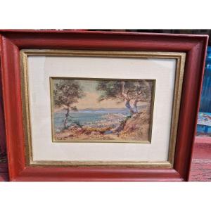 Watercolor View Of Nice, Côte d'Azur Signed