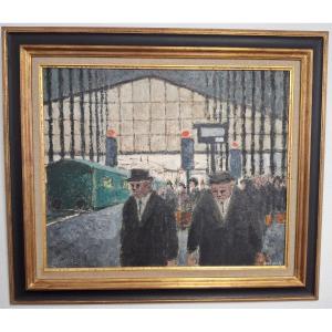 The Gare Du Nord Oil On Canvas René Galant (1914-1997)
