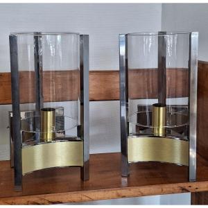 Pair Of Two-tone Sciolari Wall Lights