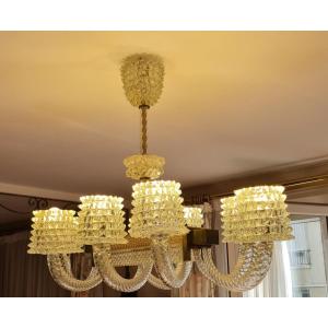 Murano Barovier And Toso Chandelier With 8 Light Arms 