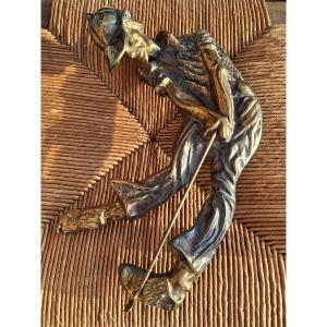 Yves Lohé Bronze Wall Sconce Depicting A Golfer