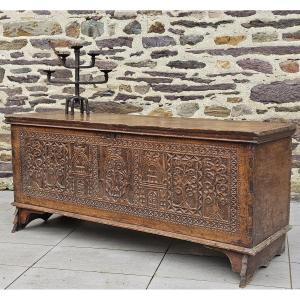 Syria, Carved Wooden Chest, Late 19th Century 