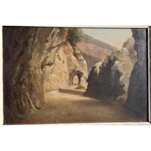 Oil Painting On Panel, Beatus Road, Switzerland, Canton Of Bern