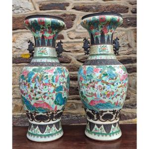 Pair Of Large Nankin Vases, Late 19th Century