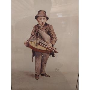 Zénon Trigo Watercolor Representative Father Zim-zim Famous Player Of Old Nantes